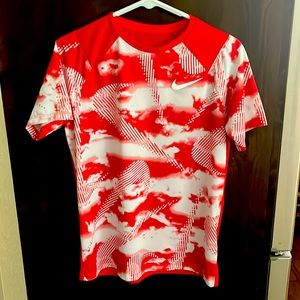 Red and white Nike shirt